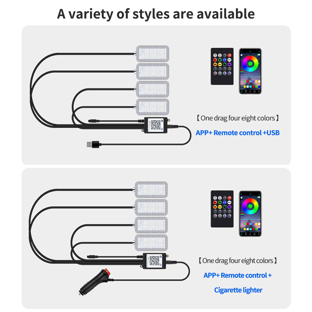Car LED Footwell Light 4PCS RG - Led Ambient Interior Car Lights App Control review and price