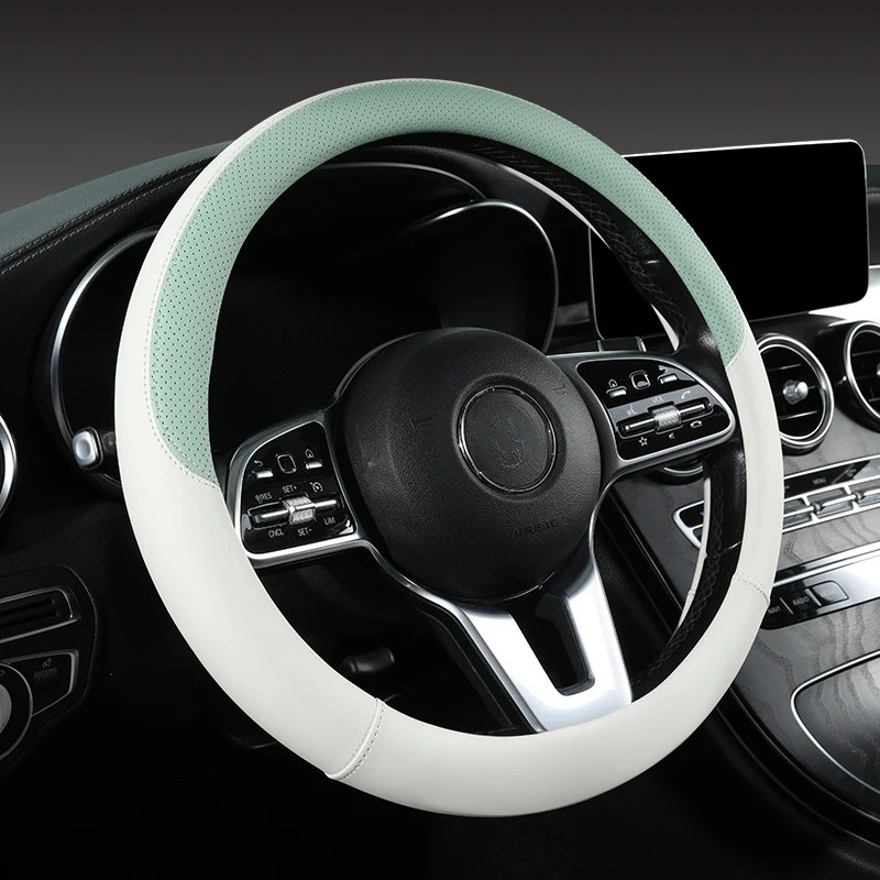 Perforated Nappa Leather Car S - Car Steering Wheel Cover Anti Slip Breathable review and price